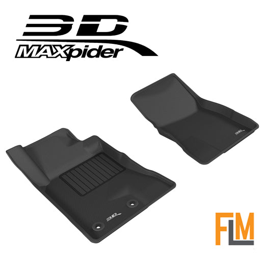 3D MAXpider 2015-2025 Ford Mustang Kagu 1st Row Floormats - Black